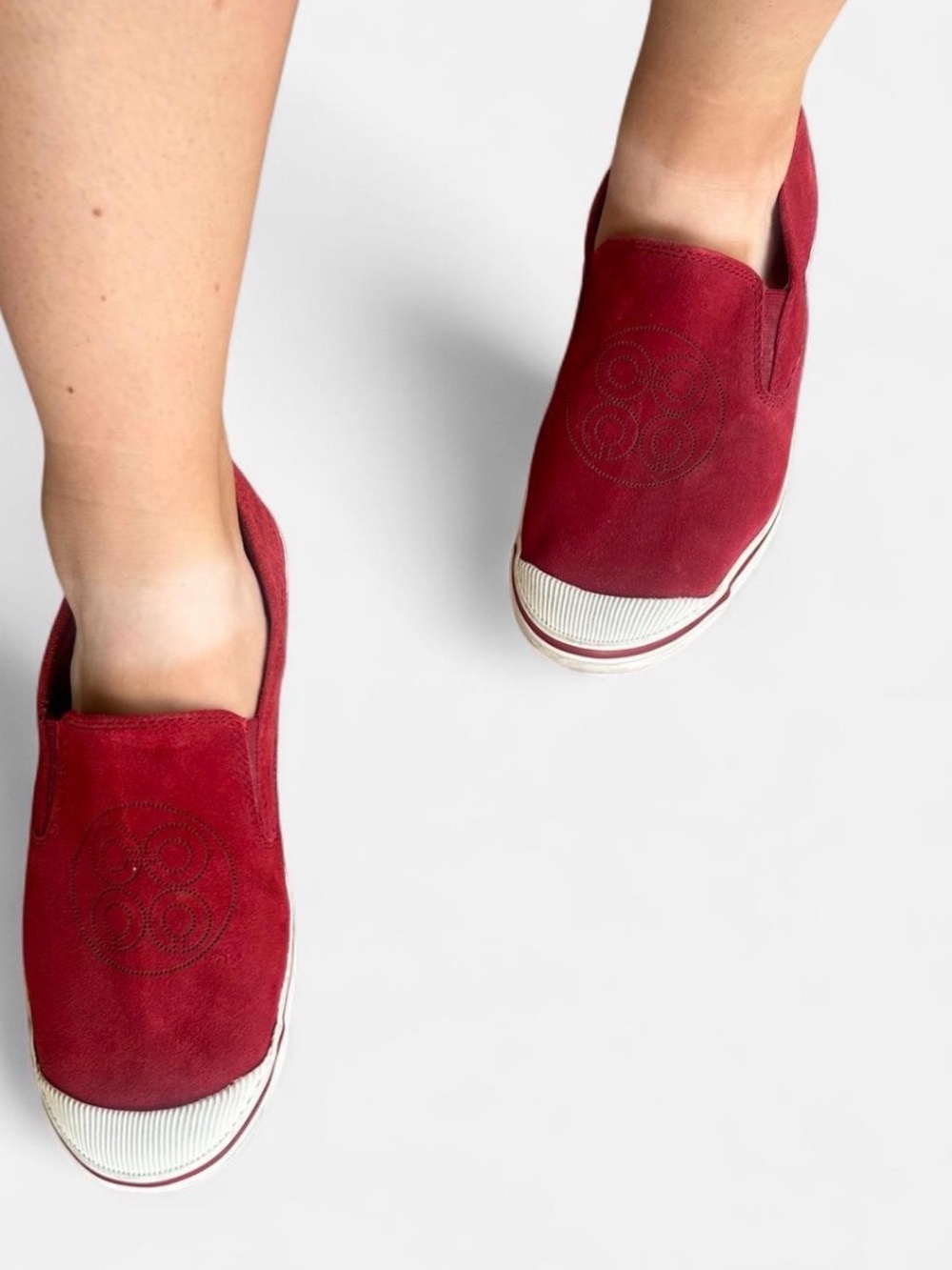 Coach Red Suede Slip-On Mules with Logo